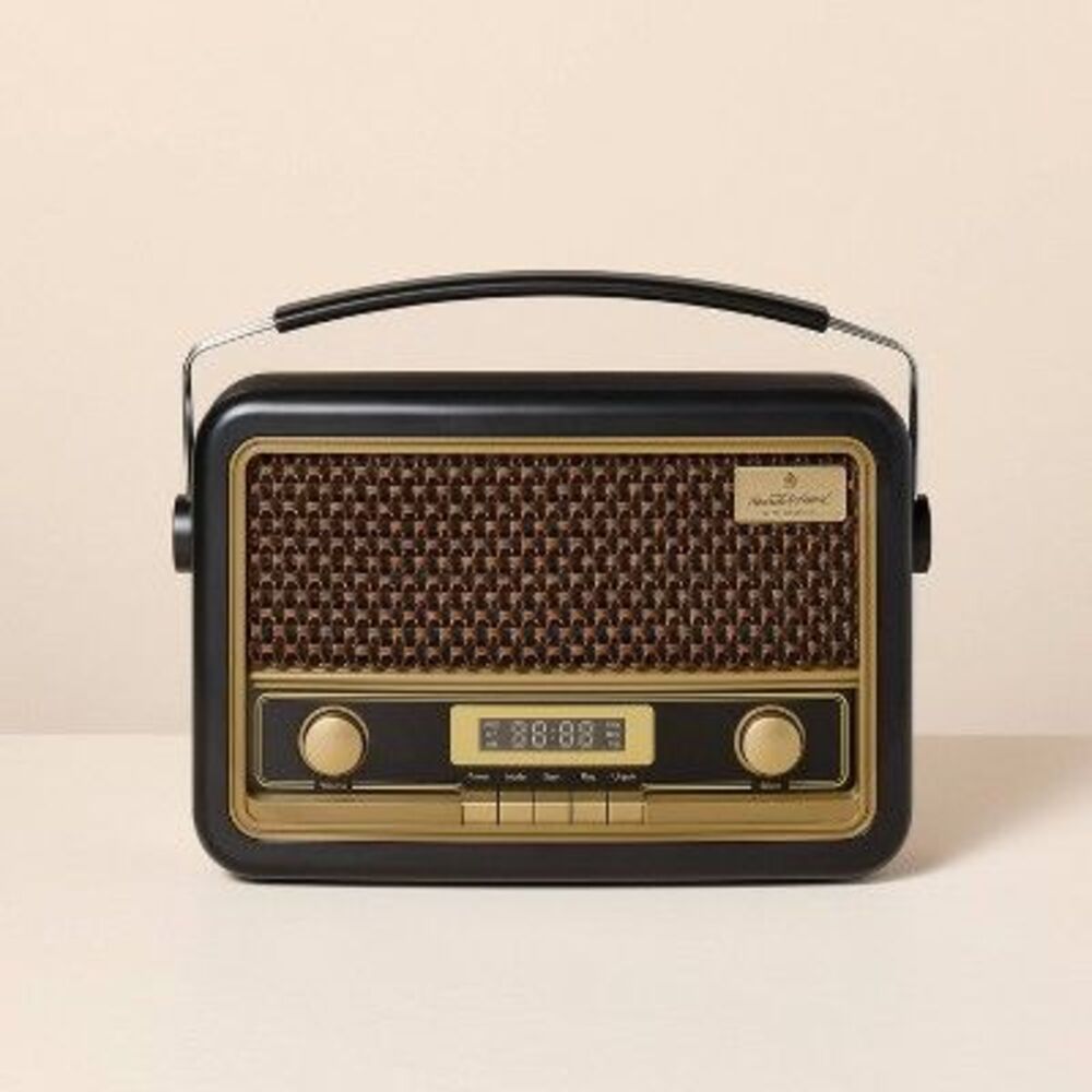 Hearth & Hand Magnolia Vintage Style Bluetooth Speaker Radio - Black and Gold